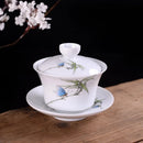 GobekUsa Blue & White Porcelain Gaiwan Tea Set Puer Tea Cups Soup Bowl with Lid