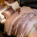 GobekUsa Elegant Flowers Embroidery Brocade Cotton Bedding Set - Duvet Cover, Sheet, Pillowcases