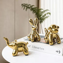 GobekUsa Golden Monkey Dog Rabbit Ceramic Balloon Animals Desk Ornament
