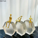 GobekUsa Golden Figures Sculpture: Modern Desk Ornament for Room Aesthetics