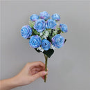 GobekUsa Blue Peony Tea Rose Silk Fake Flowers for DIY Home Garden Wedding Decor