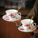 GobekUsa Iris Flower Porcelain Coffee Mug Tea Cup Tableware Set