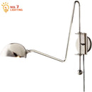 GobekUsa Black/Gold Lustre Copper Swing Arm Wall Lamp for Modern Living Spaces
