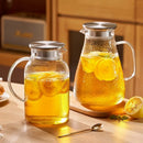GobekUsa Glass Tea Set with Stainless Steel Lid Jug and Cups