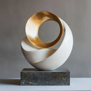 GobekUsa Golden Ring Abstract Resin Figurines, Home Decor, Geometric Design