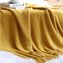 GobekUsa Knitted Nordic Sofa Blanket - Soft Wool Blend Bed End Towel for Hotel Bedroom Decor