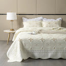 GobekUsa Gold Embroidery Cotton Bohemia Quilt Set - 3PCS Coverlet & Pillowcase