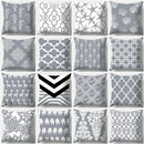 GobekUsa Grey Geometry Leaves Floral Stripes Plaids Print Lumbar Pillow Case