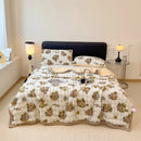 GobekUsa Cartoon Printed Faux Rabbit Plush Thick Blanket for Office Nap and Sofa Warmth