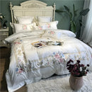 GobekUsa Egyptian Cotton White Embroidery Bedding Set - Queen/King Size - 1000TC Linens