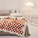 2024 GobekUsa Checkerboard Lamb Fleece Blanket Cover - Premium Printed Blanket Series