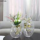GobekUsa Golden Flower Glass Vase Desk Decoration, Aesthetic Floral Vases, Room Decor