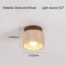 Modern Travertine Stone Pendant Light in White
