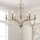 GobekUsa French Retro Pearl Crystal Chandelier for Home Dining Room Villa Luxury Decor