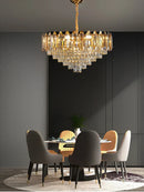 GobekUsa Gold Amber Crystal Chandelier Lights Modern Room Decor Hanging Lamp