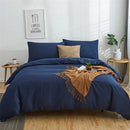 GobekUsa Cotton 4pcs Bedding Set Double Queen Solid Color Duvet Cover Flat Bed Sheet