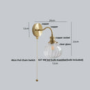 GobekUsa Green Class Ball LED Wall Light Fixture, Copper Socket, Pull Chain Switch