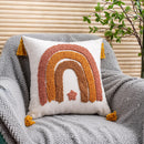 GobekUsa Boho Yellow Rainbow Star Moon Tassel Cushion Cover 45x45cm