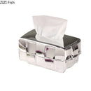 GobekUsa Geometric Grain Silver Check Tissue Box Holder & Desktop Organizer