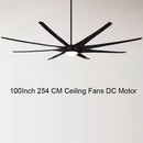 GobekUsa 100" Large Ceiling Fan with Light, DC Motor, Reverse Blades, Stainless Steel Finish