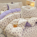 GobekUsa Cartoon Cat Floral Duvet Cover Set - Pink Kids Girls Bedroom Decor