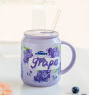 GobekUsa Fruit Shape Ceramic Mug with Lid and Straw, Cute Korean Style Design