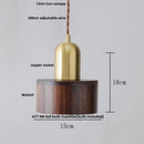 GobekUsa LED Pendant Lamp: Japan Style, Copper Socket, Walnut Wood, Adjustable Hanging Light