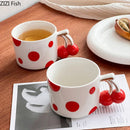 GobekUsa Cherry Porcelain Mugs Gold Plated Coffee Cup Teacup Tableware Fruits Juice