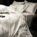 GobekUsa Luxe Embroidered Cotton Bedding Set: Duvet Cover, Pillowcases, Flat Sheet