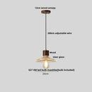 GobekUsa Clear Glass LED Pendant Light Fixture Wood Hanging Lamp