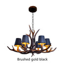 GobekUsa Antler Resin Chandelier: American Country Retro Style LED Hanging Lamp