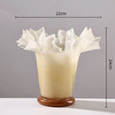 GobekUsa Large Glass Vase with Lotus Leaf Edge for Home Decor
