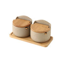 GobekUsa Ceramic Seasoning Jar Set with Bamboo Lid and Spoon
