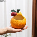 GobekUsa Ceramic Ashtray: Orange & Lychee Design, Desktop Smoking Accessories, Portable Ash Tray