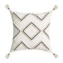 GobekUsa Geometric Embroidery Tassel Cushion Cover - Grey White Simple Loop Tufted Pillow