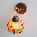 GobekUsa LED Tiffany Style Wall Lights Pull Chain Sconce Colorful Glass Stair Fixture