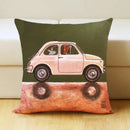 GobekUsa Cartoon Dog Car Drive Pillow Cover 45x45cm Linen Sofa Home Decor