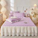 GobekUsa Lace Ruffles Cooling Bed Skirt Set with Pillowcases