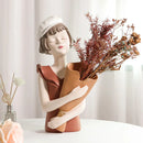 GobekUsa Balloon Girl Bust Vase and Tray Set - Modern Resin Sculptures for Living Room Decor