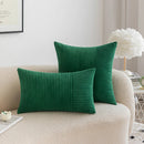 GobekUsa Corduroy Patchwork Striped Christmas Cushion Covers - Set of 2