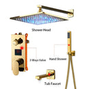 GobekUsa Gold 12" Digital Display Rainfall Shower Faucet with Single Lever Control