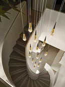 GobekUsa Crystal Chandelier LED Staircase Lamp for Elegant Living Room, Kitchen, and Restaurant