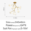GobekUsa Branch Shape Firefly Ceiling Chandelier G4 Led Lighting Indoor Hanging Lamp