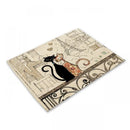 GobekUsa Black Cat Linen Placemat Set for Dining Table & Kitchen Decor