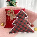 GobekUsa Christmas Bow Patchwork Velvet Pillow Cover Set for Festive Home Decor