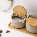GobekUsa Ceramic Seasoning Jar Set with Bamboo Lid and Spoon