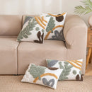 GobekUsa Leaf Embroidered Boho Tufted Cotton Canvas Cushion Cover for Sofa Living Room