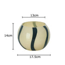 GobekUsa Black Stripes Glass Vase Desk Decoration Artificial Flowers Pots Aesthetic Room Decor