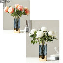GobekUsa Gold Glass Vase Clear Desk Decor Hydroponic Floral Arrangement Bud Flower Pot