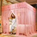 GobekUsa Lace Pleated Queen Bed Net Canopy with Stainless Steel Bracket